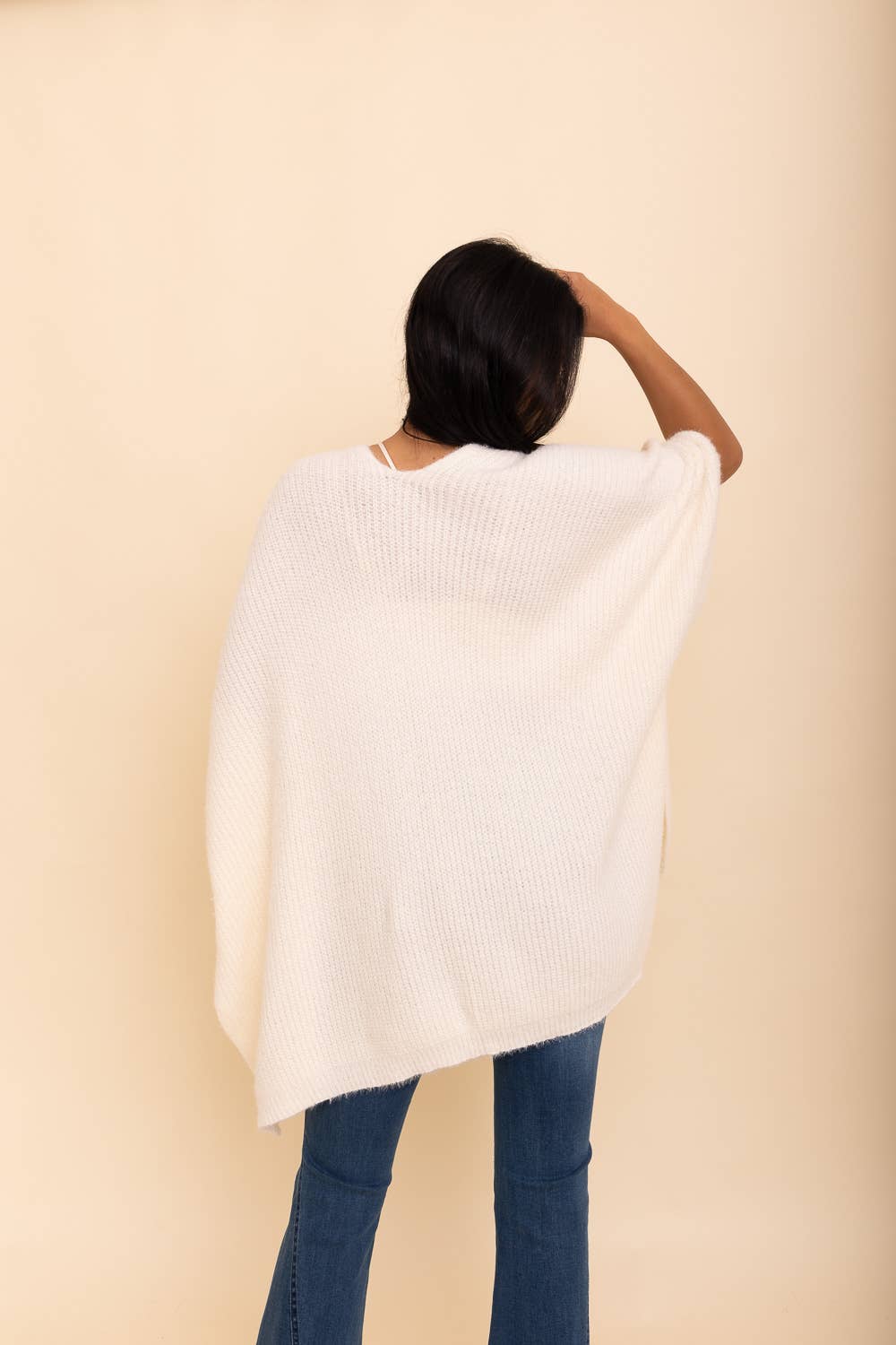 Boucle Cozy Poncho: Ivory