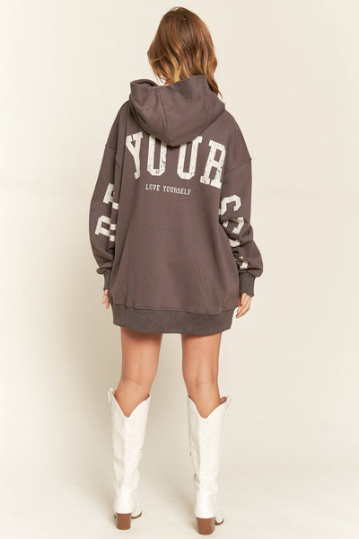 BE YOURSELF HOODIE SWEATER - JJT6145: ASH BLACK