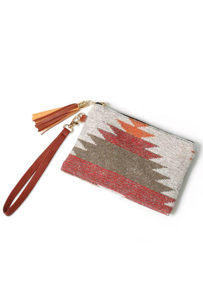 Western Print Pouch Bag with Wristlet