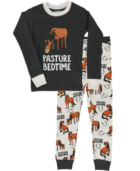 Pasture Bedtime Grey Kid's Long Sleeve Pajama Set: