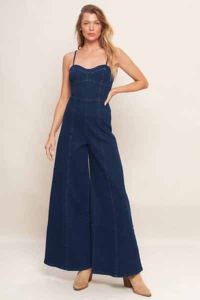 A washed denim jumpsuit - IP9010: DARK INDIGO