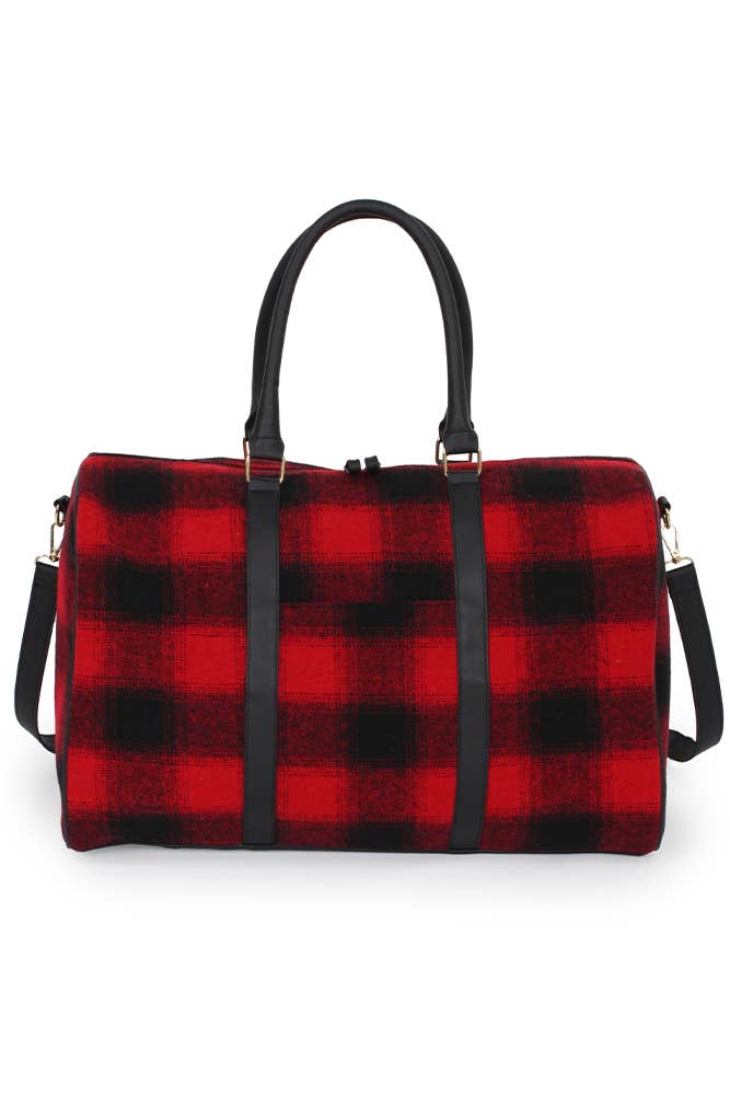 Buffalo Pattern Cross body Duffle Bag: Red