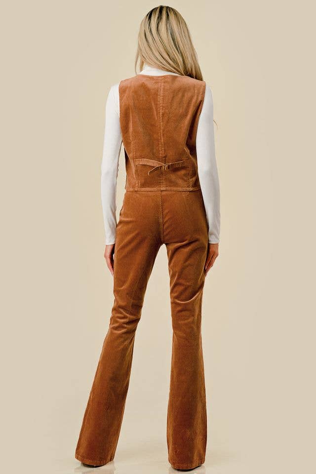 SIP6297C CAMEL CORDUROY BOOT CUT PANTS