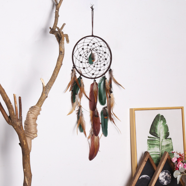 Geometric Boho Dreamcatcher with Feathers: Circle