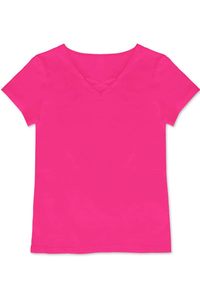 GKT-16810A Girl's Criss-Cross Solid Tee Shirt: Fuchsia