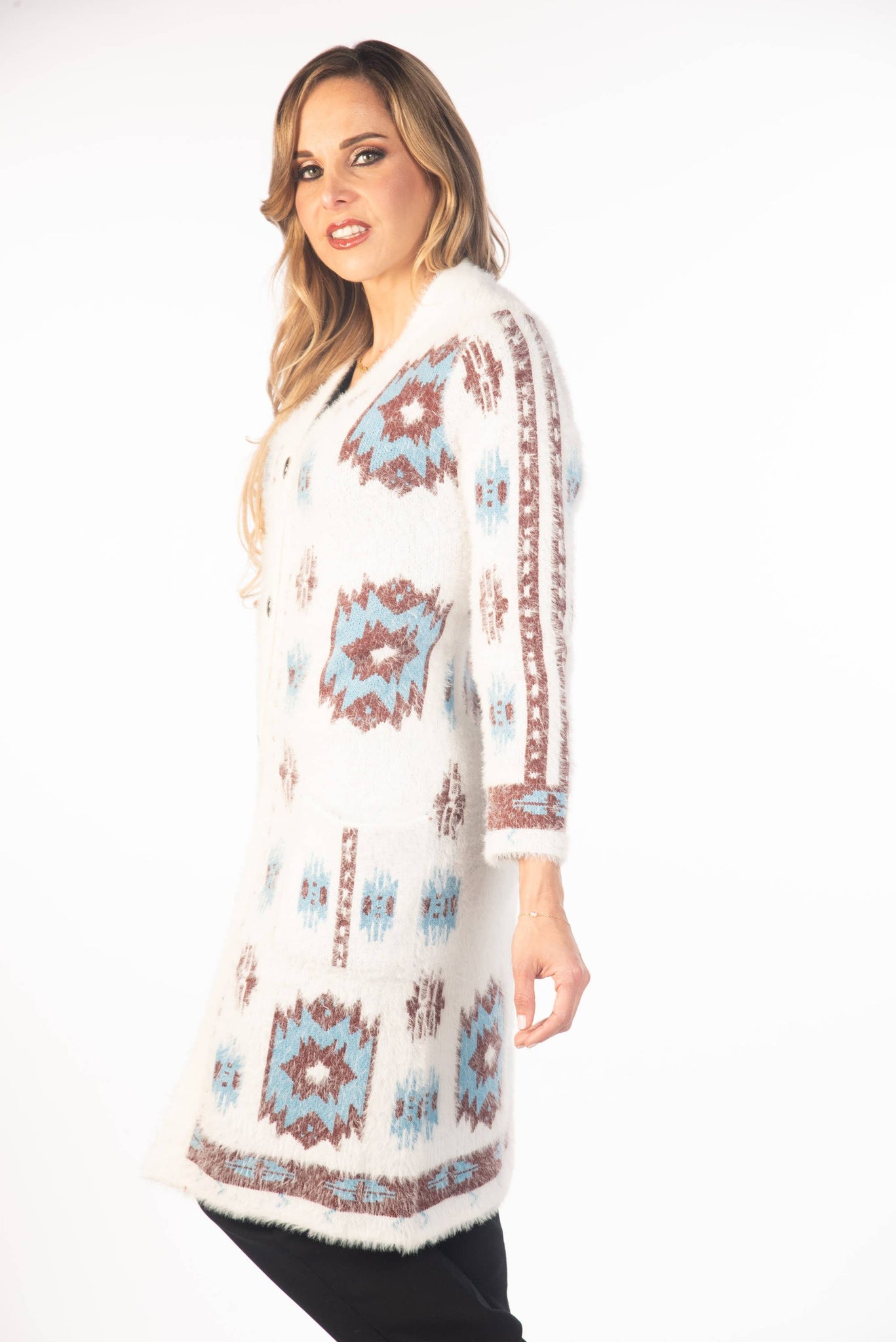 SW-705 Cozy Southwestern Inspired Cardigan