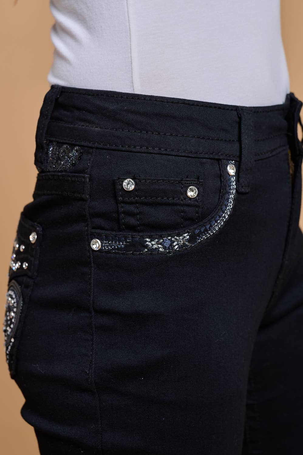 WF-006 FLARE STRTCHY WOMEN'S BLING JEANS WESTFIELD EAGLE: Black