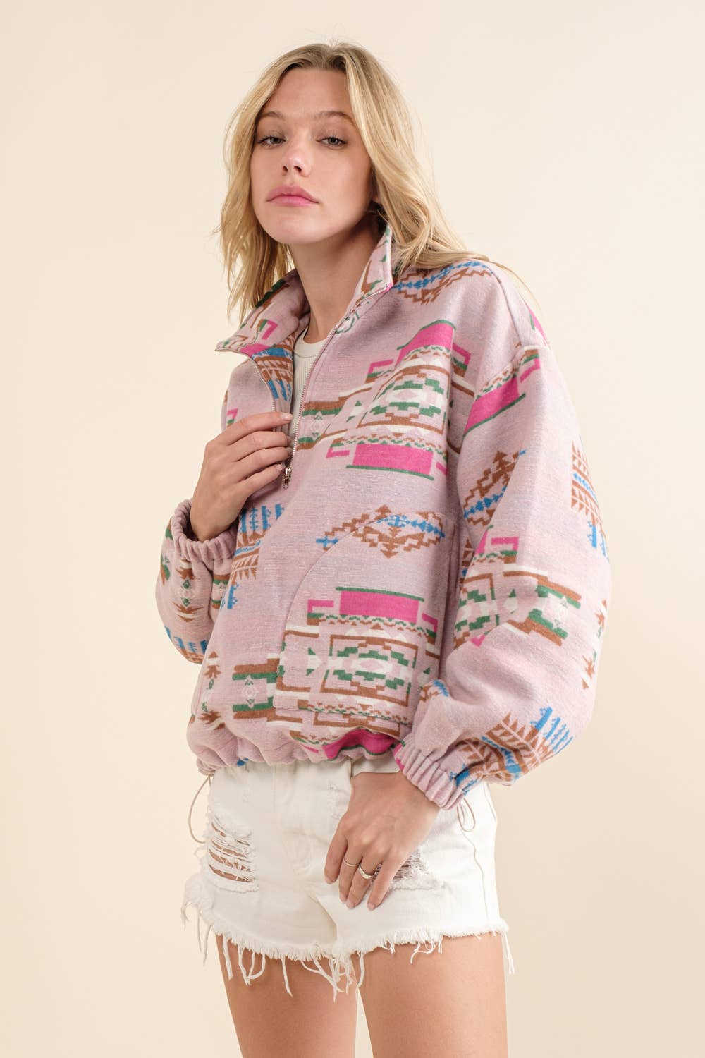 32626J - Aztec Soft Brushed Pullover Fleece: PINK