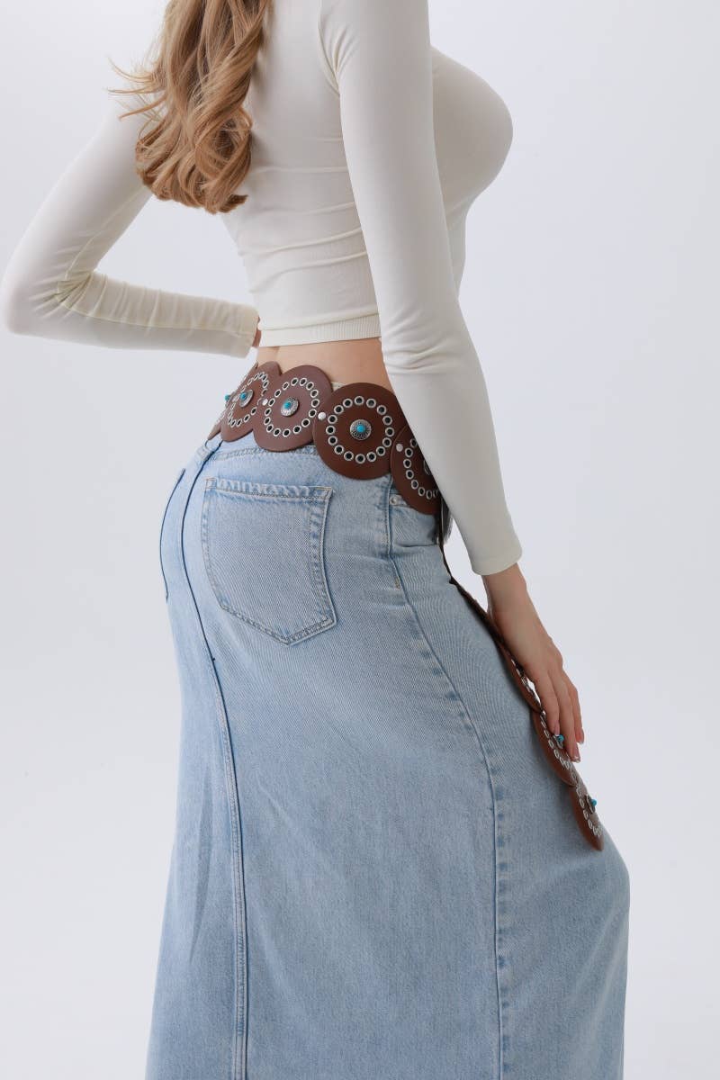 Western Turquoise-Disc Belt – Desert Stone Accent