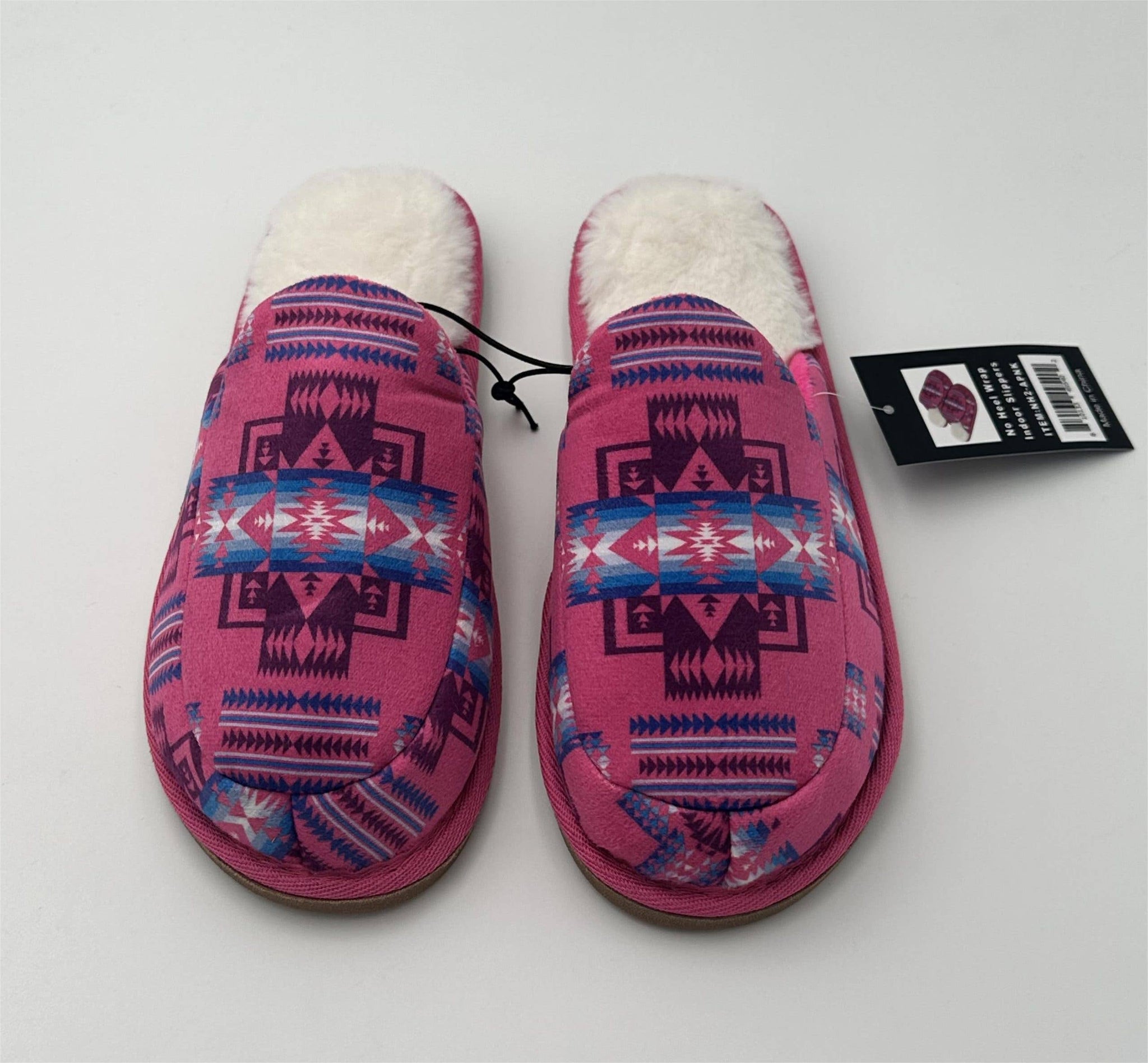 No Heel Wrap Indoor Slippers, Aztec Pink: