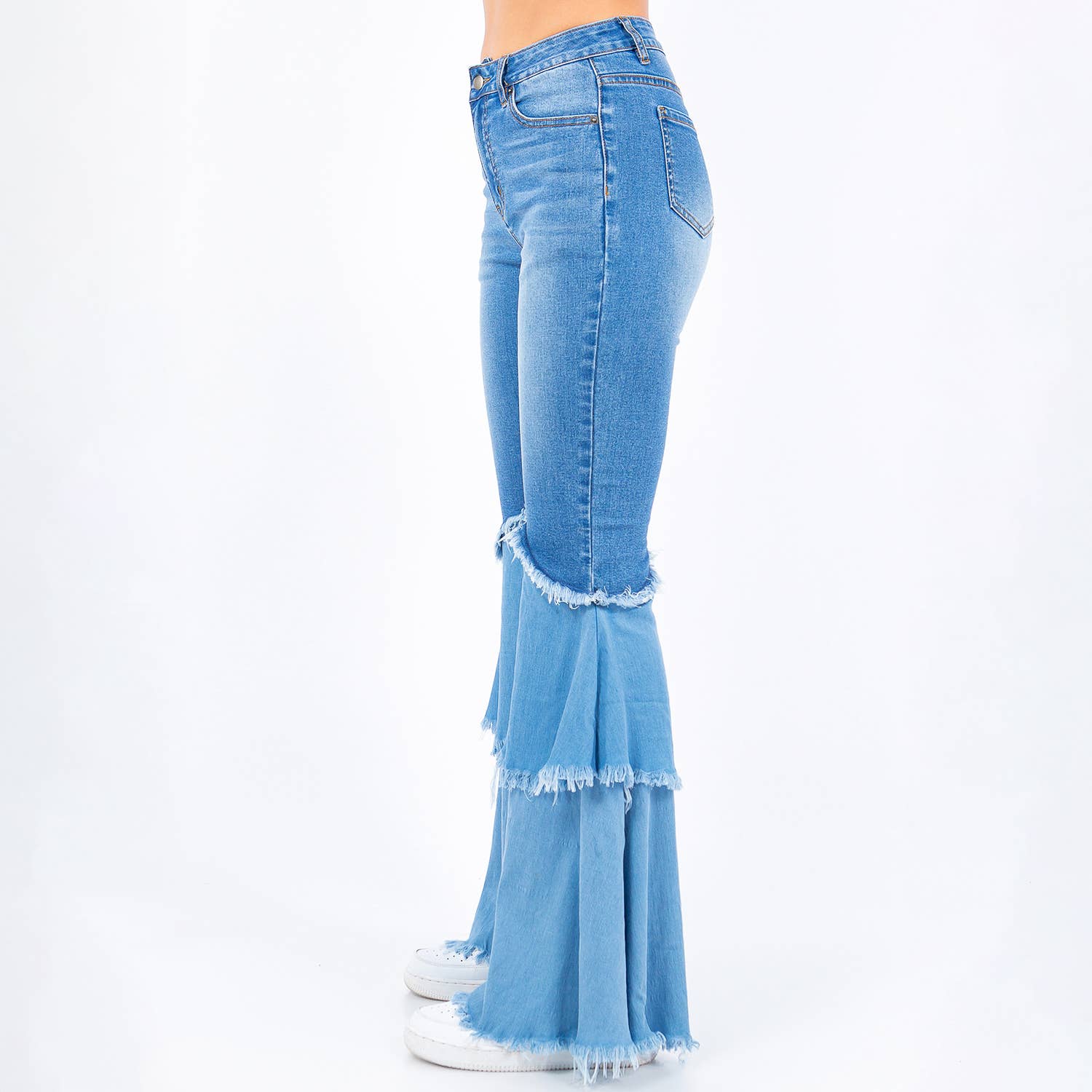 DOUBLE LAYERED FLARE JEANS-RJB20884: