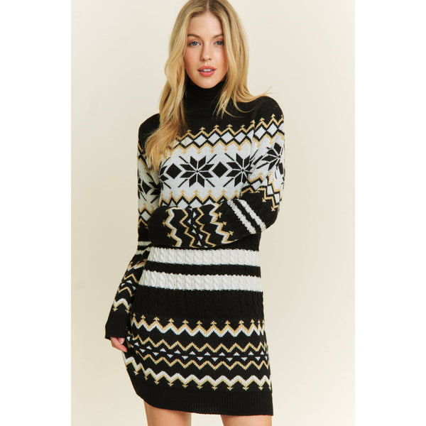 TURTLE NECK SWEATER PULLOVER MINI DRESS