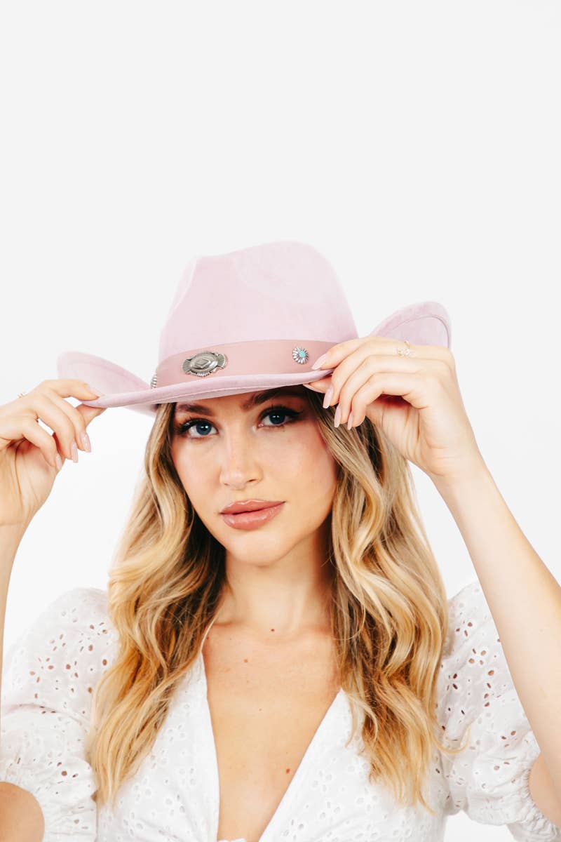 Western Disc Ribbon Strap Cowboy Hat: PK