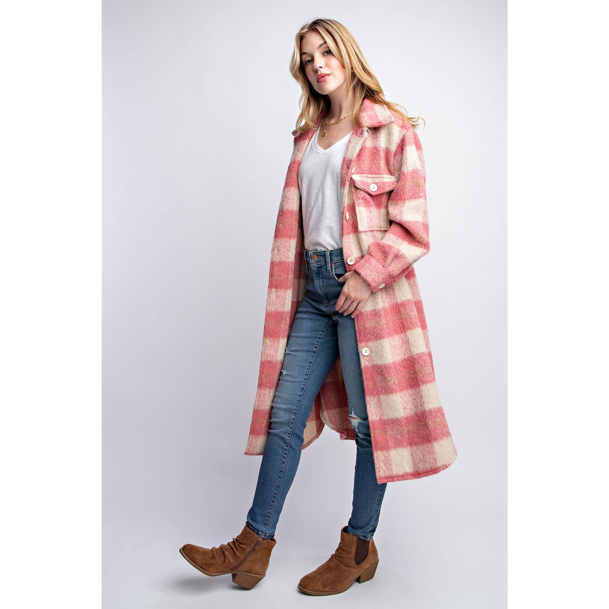 OVERSIZED FLUFFY PLAID JACKET