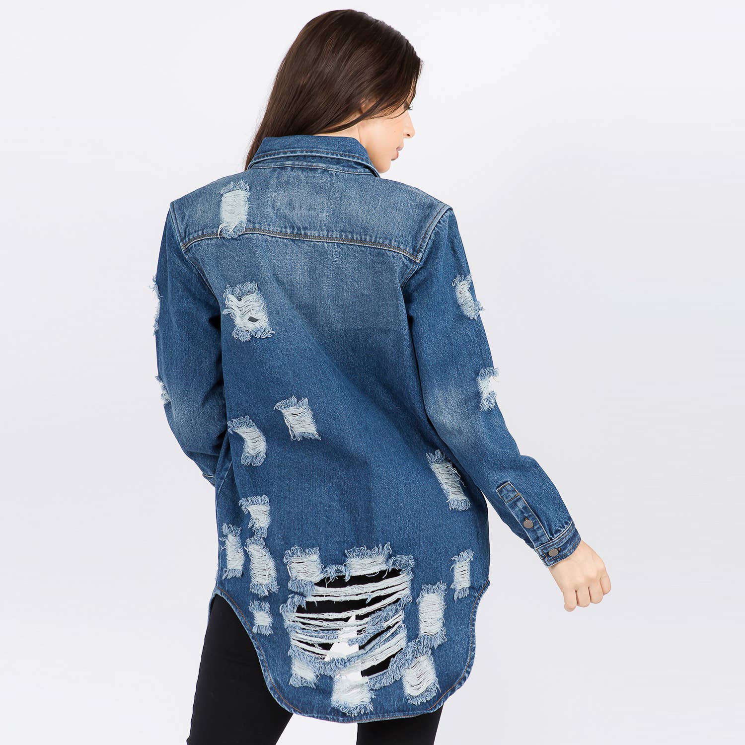 LONG LENGTH DENIM SHIRTS JACKET-RJK3712SI: