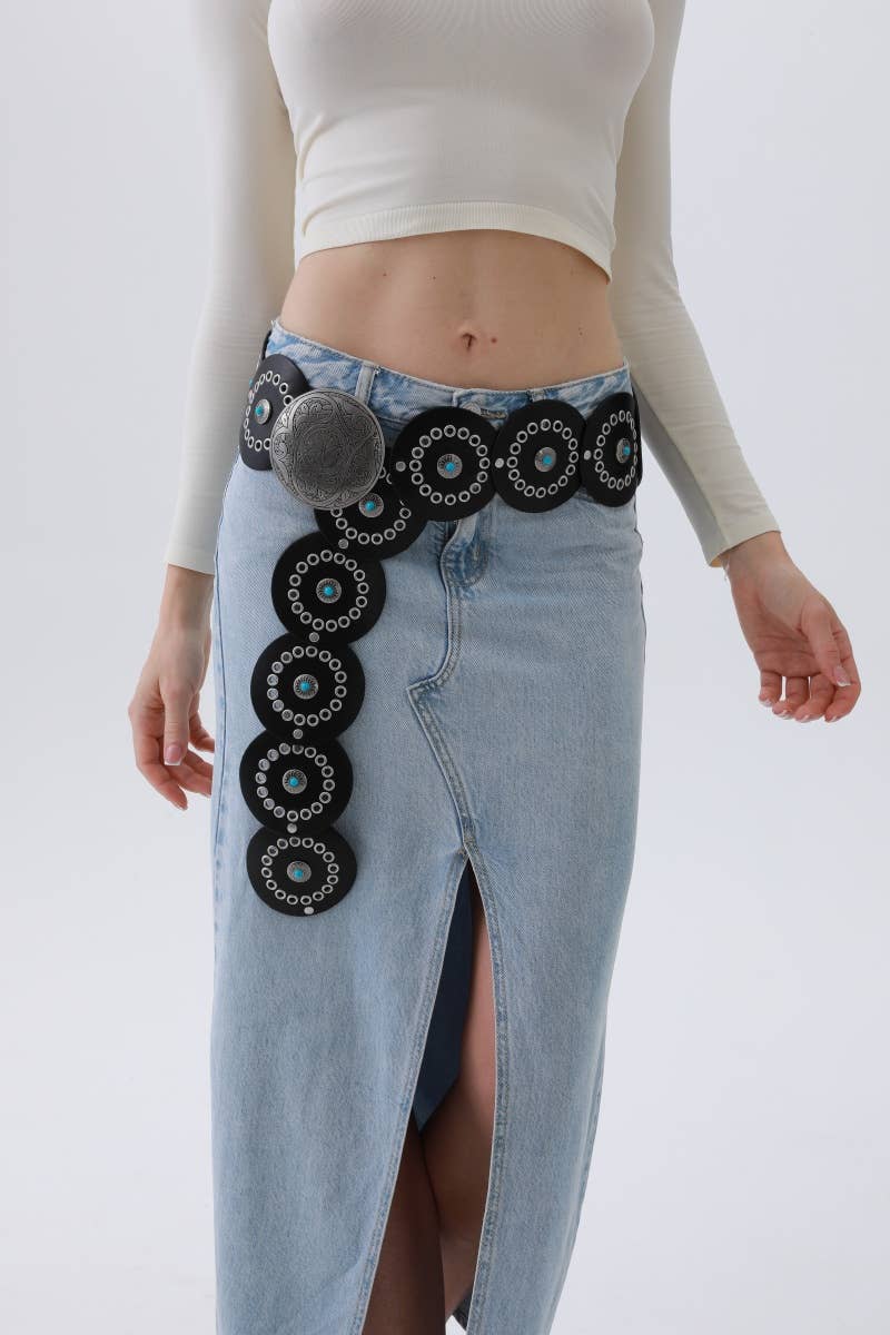 Western Turquoise-Disc Belt – Desert Stone Accent