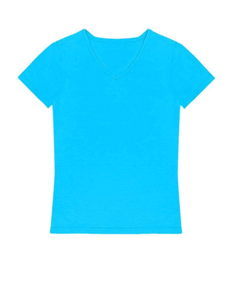 GKT-16811A Girls Softie Knit V-Neck Short Sleeve Solid Tee: Turquoise