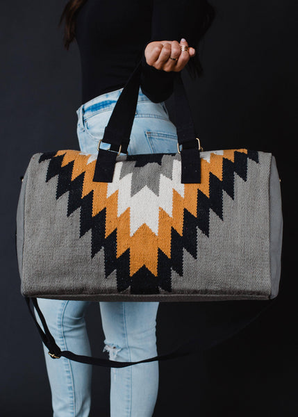 Gray, Black, Mustard & Cream Aztec Duffel