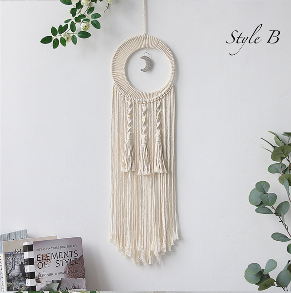 Bohemian Macrame Moon Sun Dreamcatcher: Style B