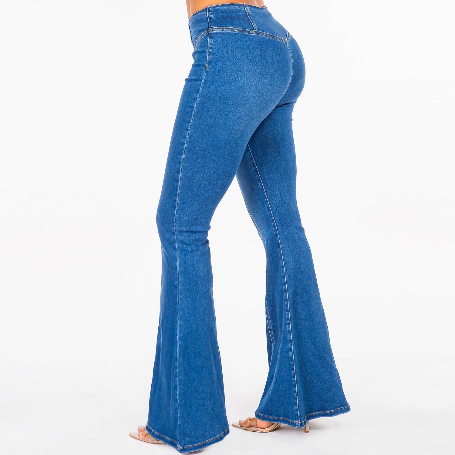 HIGH WAIST PULL ON FLARE JEANS-RJB20652: