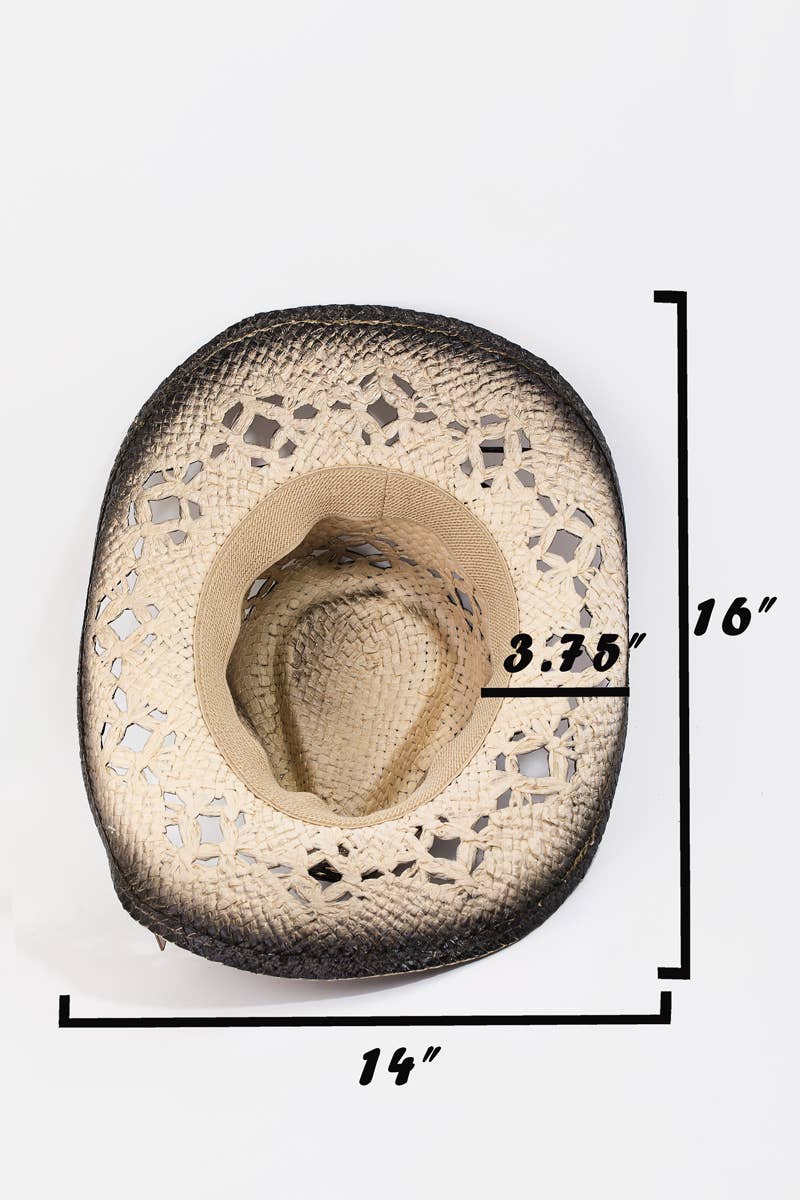 Straw Weave Leather Strap Cowboy Hat