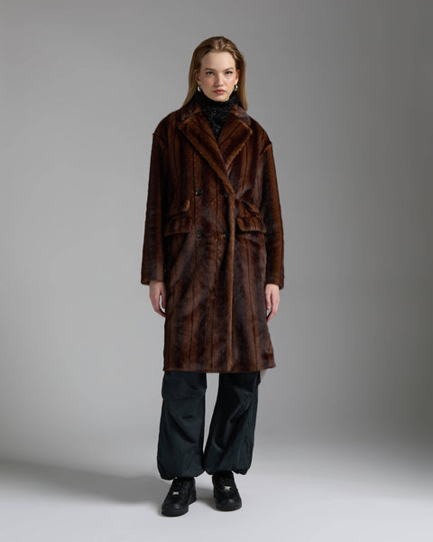 B2363NVL - Military Faux Mink Fur Coat: M