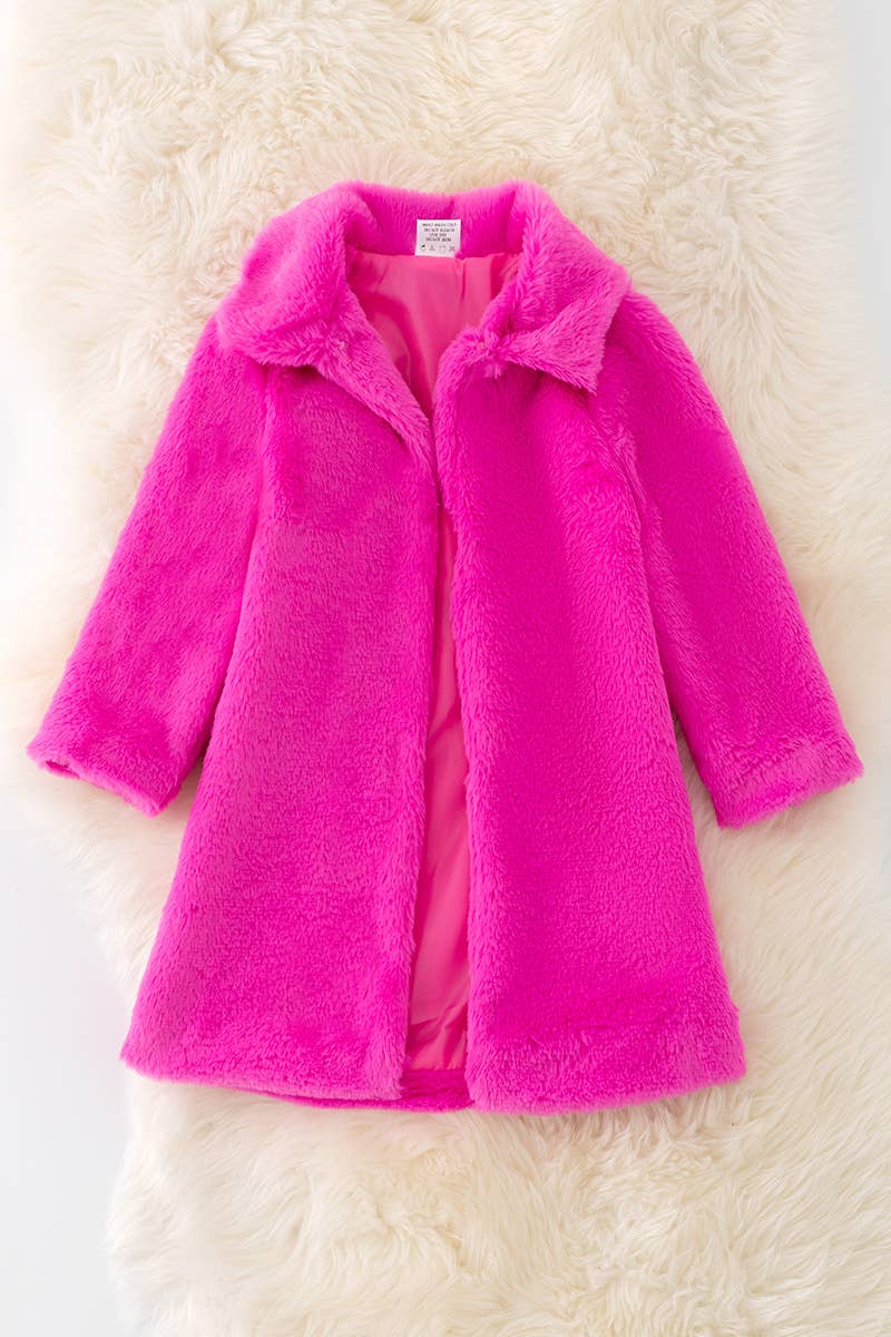 Fuchsia fur cardigan.