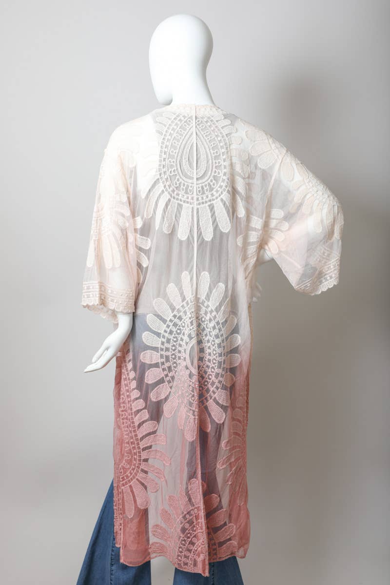☀️ Boho Chic Ombre Lace Kimono ONE SIZE- Perfect Beach Cover-Up