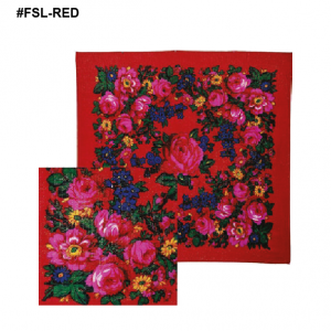 FSL-RED - Metallic Floral Scarf 30”x 30”