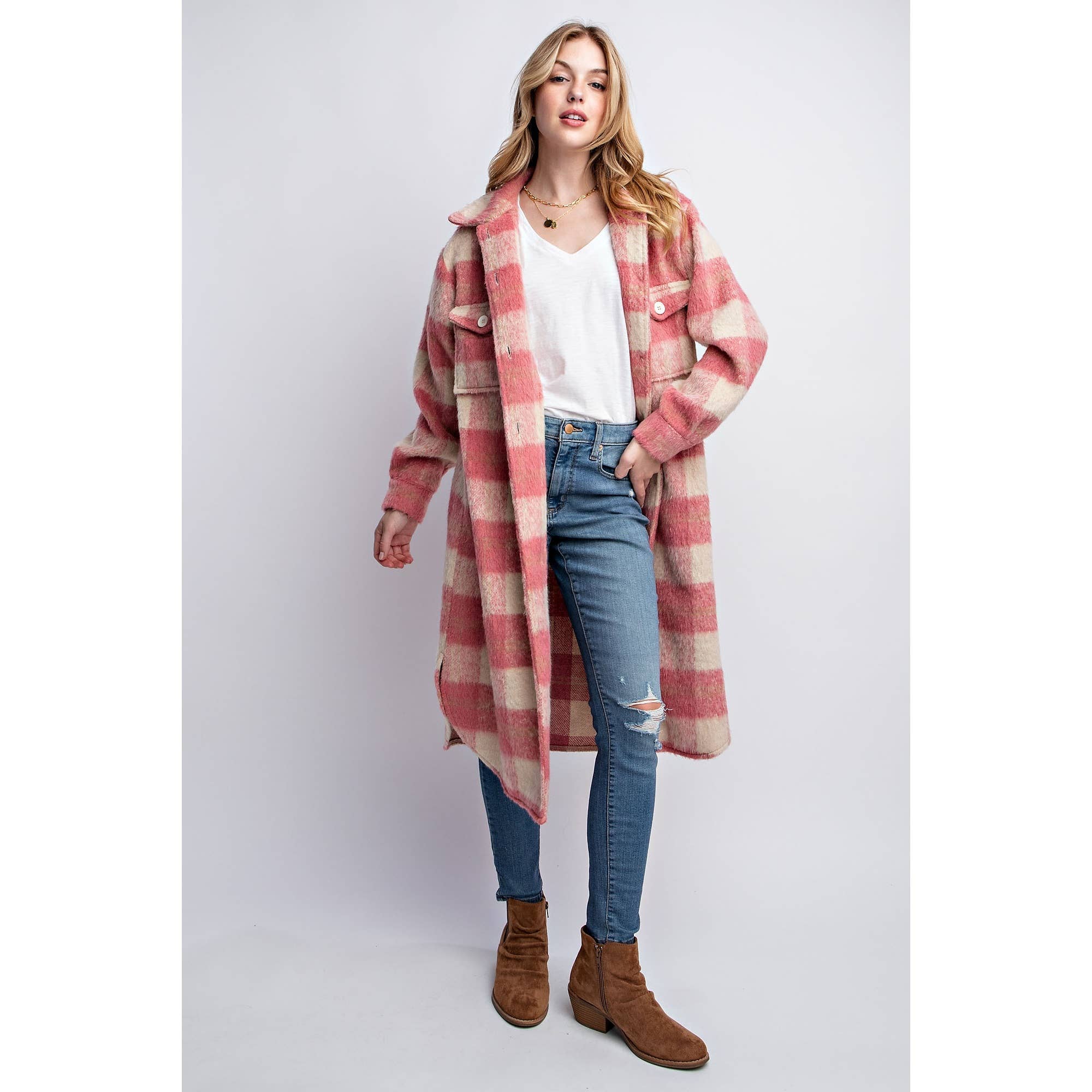 OVERSIZED FLUFFY PLAID JACKET