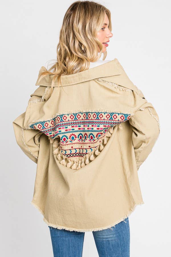 EMBROIDERY BUTTON DOWN JACKET 03203T