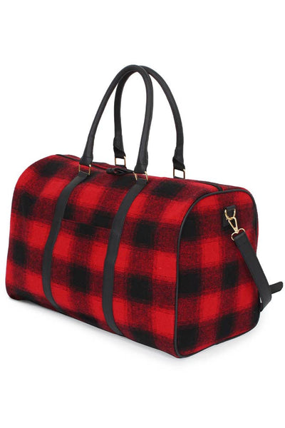 Buffalo Pattern Cross body Duffle Bag: Red