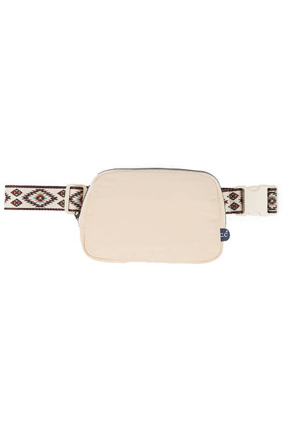 C.C Aztec Strap Fanny Pack: Beige