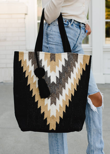 Black w/ Neutral Aztec Tote