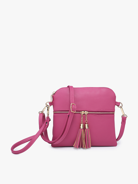 M1785 Tara Double Zip Crossbody/Wristlet: Fuchsia