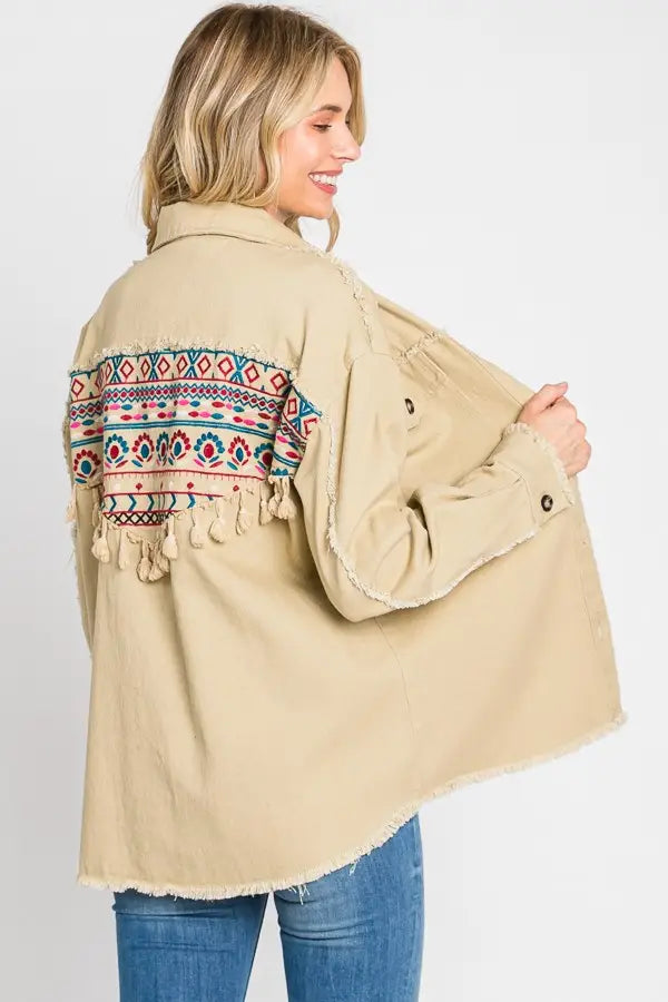 EMBROIDERY BUTTON DOWN JACKET 03203T